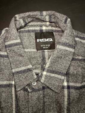RSQ Men's Gray Plaid Flannel Button Down Shirt Size Extra Large